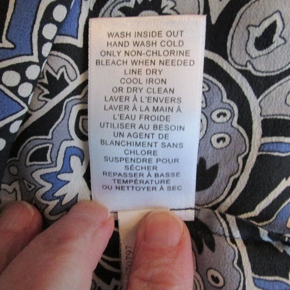 Banana Republic Dark Blue & White Silk Tunic/Mini Dress 3/4 Sleeve Sz XS - Picture 8 of 9